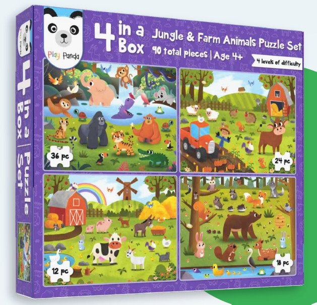 4 IN 1 JUNGLE & FARM ANIMALS PUZZLE [PP-83]